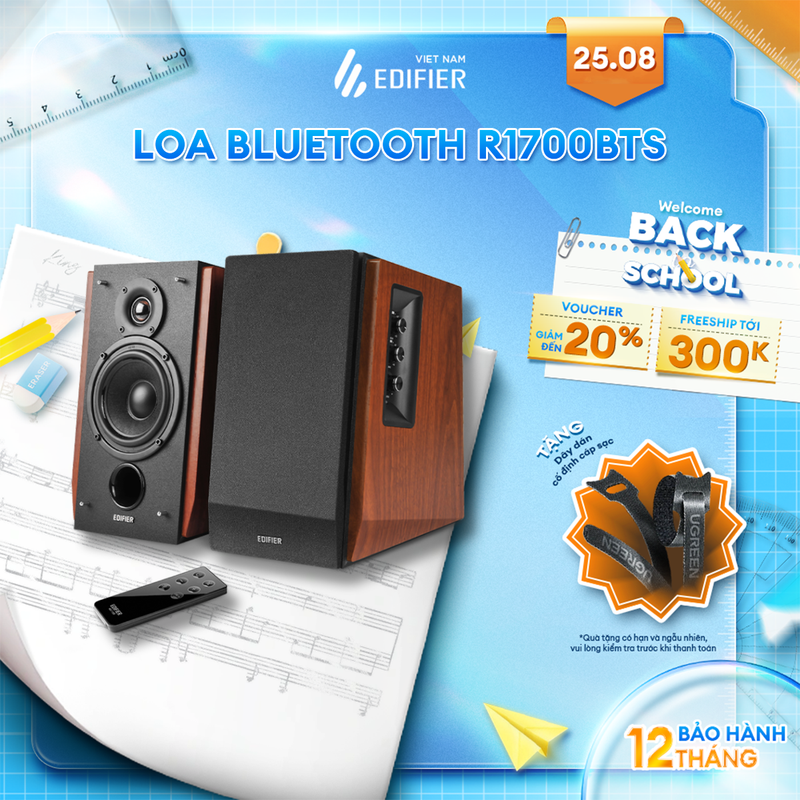 Bộ loa bluetooth bookshelf edifier r1700bts | điều khiển từ xa | treble trên loa | nghiêng với góc 10 độ | bảo hành 12 tháng