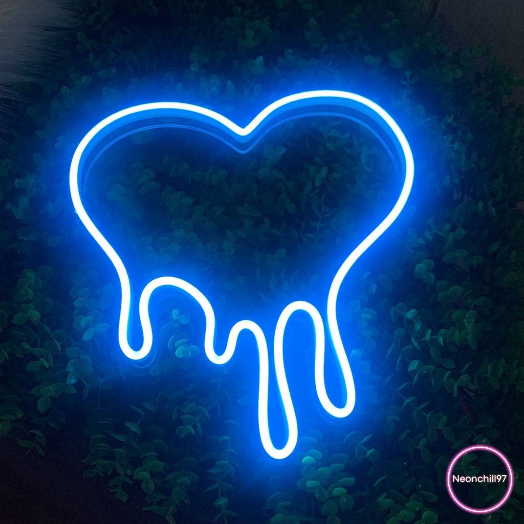 Đèn led neon trái tim tan chảy Neonchill97, 25x25cm, Đèn led neon trang trí