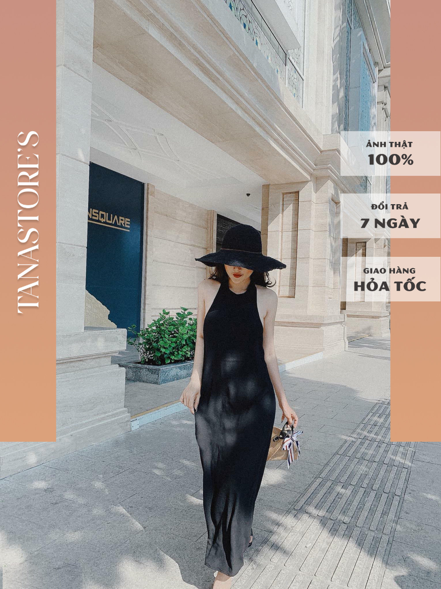 Đầm maxi cổ yếm hở lưng