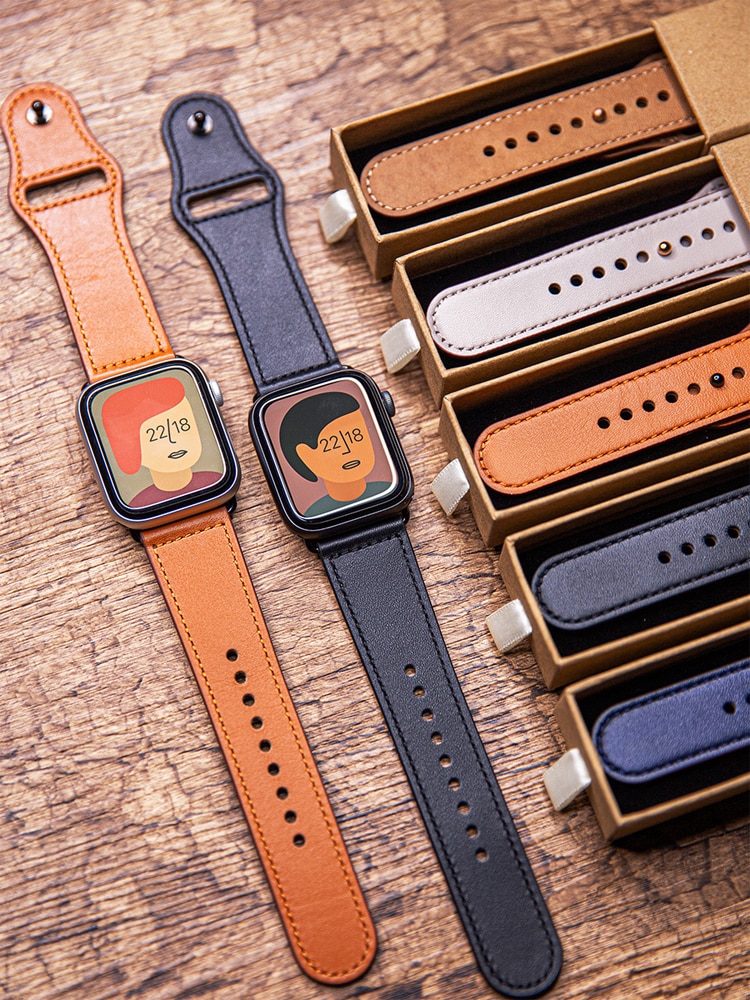 Leather Strap For Apple Watch Band 44mm 40mm 49mm 45mm 41mm 42mm 38mm 44 mm Bracelet iWatch Series Ultra 7 SE 8 3 6 Accessories