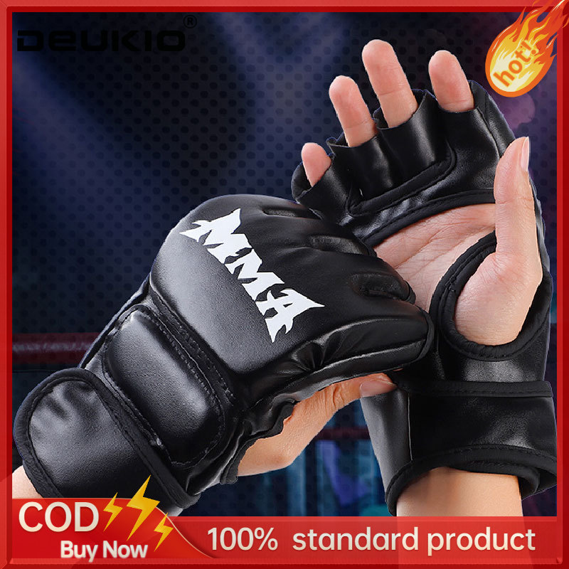 Deukio Găng tay đấm bốc hở ngón quyền anh võ thuật tổng hợp tay áo UFC SANDA dày dành cho người lớn găng tay đấm bao cát bao cát chiến đấu chiến đấu Bộ đồ đấm bốc