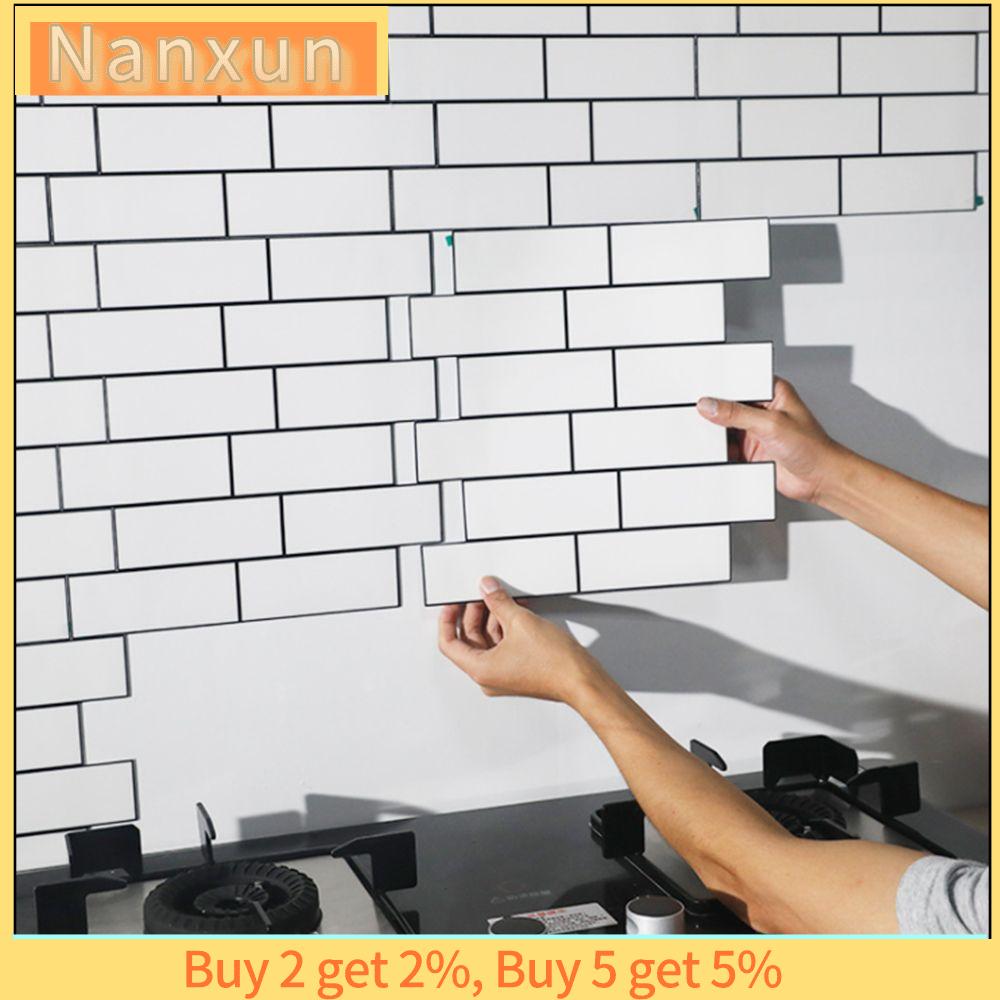NWSJ Dễ dàng Giấy dán tường Tự dính Miếng dán gạch 3D Bóc và dính Phòng tắm trong bếp Gạch ốp tường