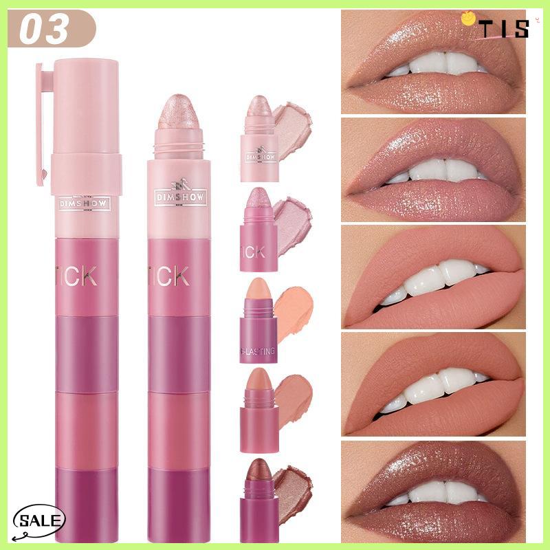 Follow Get New【TIS】 Dimshow 5 trong 1 Eyeshadow bút chì Kit nhung Matte sắc tố ánh sáng lung linh làm nổi bật trang điểm kết hợp mini Eye Shadow bút mỹ phẩm - 4
