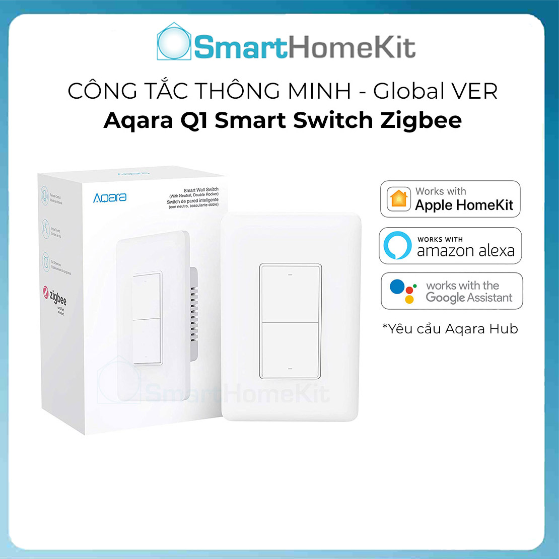 Công tắc chữ nhật Aqara Q1 Smart Wall Switch US - chống cháy