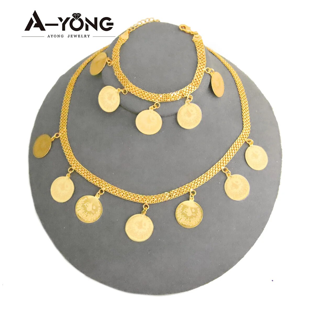 Gold coin necklace on sale set