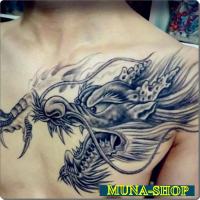 Tato Temporer kode SGT-004 NAGA BESAR size 32x19cm Tahan 2-4 hari Tattoo Basic Dada Punggung