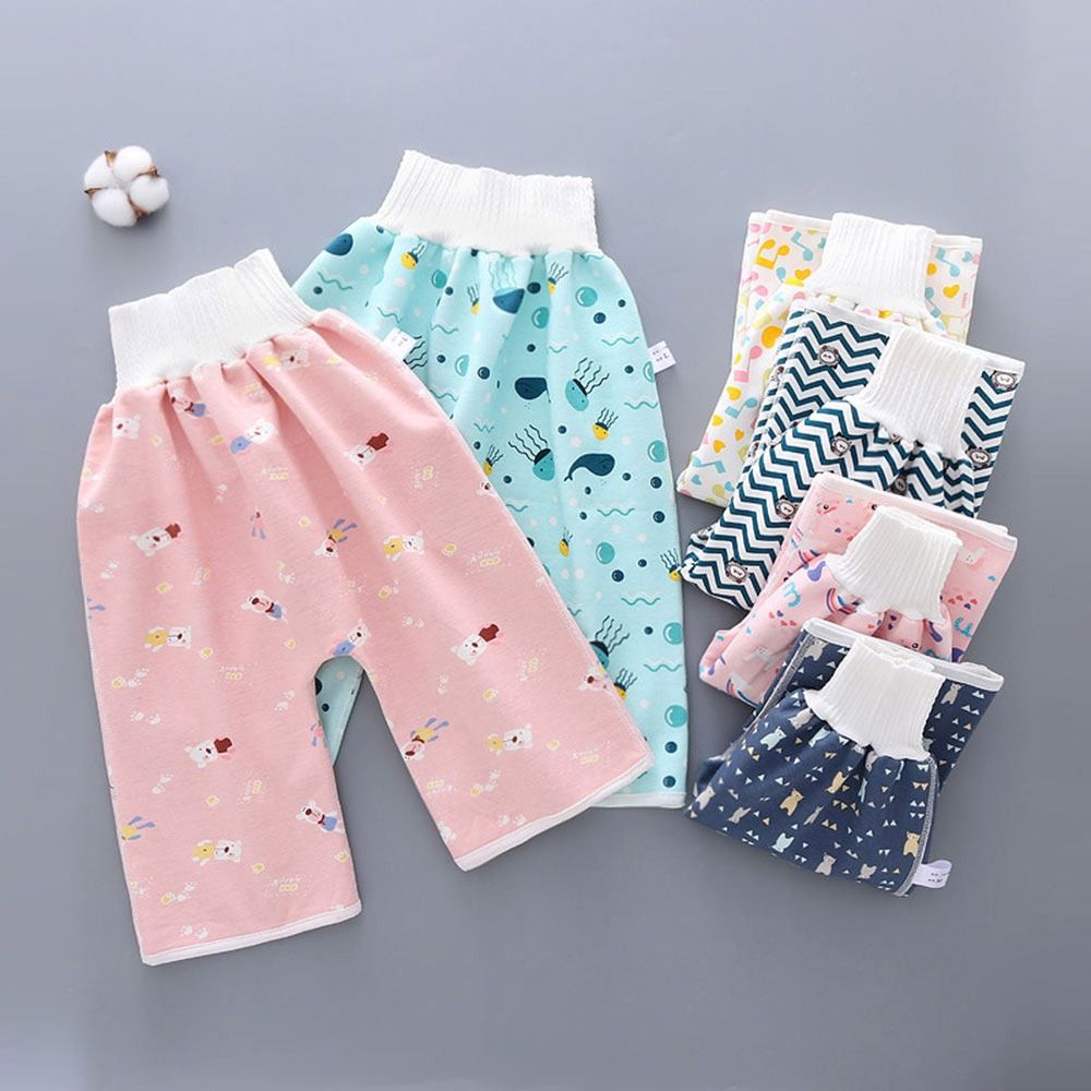 OKDEALS Waterproof Baby Diaper Waterproof Pant Leak Proof Cotton Washable Cloth Diapers Cotton Diaper Skirt Urine Training Pants for Baby