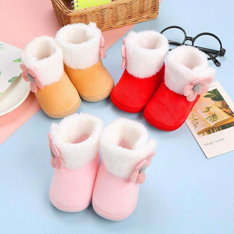 Newborn Baby Girls Boys Soft Booties Solid Pompom Snow Boots Infant