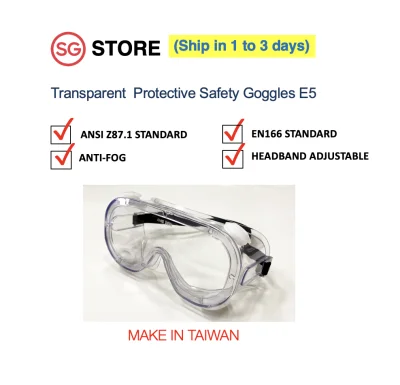 Protective Safety Goggles with Clear, Scratch Resistant Lenses, Anti-Fog Coating and Universal Fit, ANSI Z87.1 Approved,