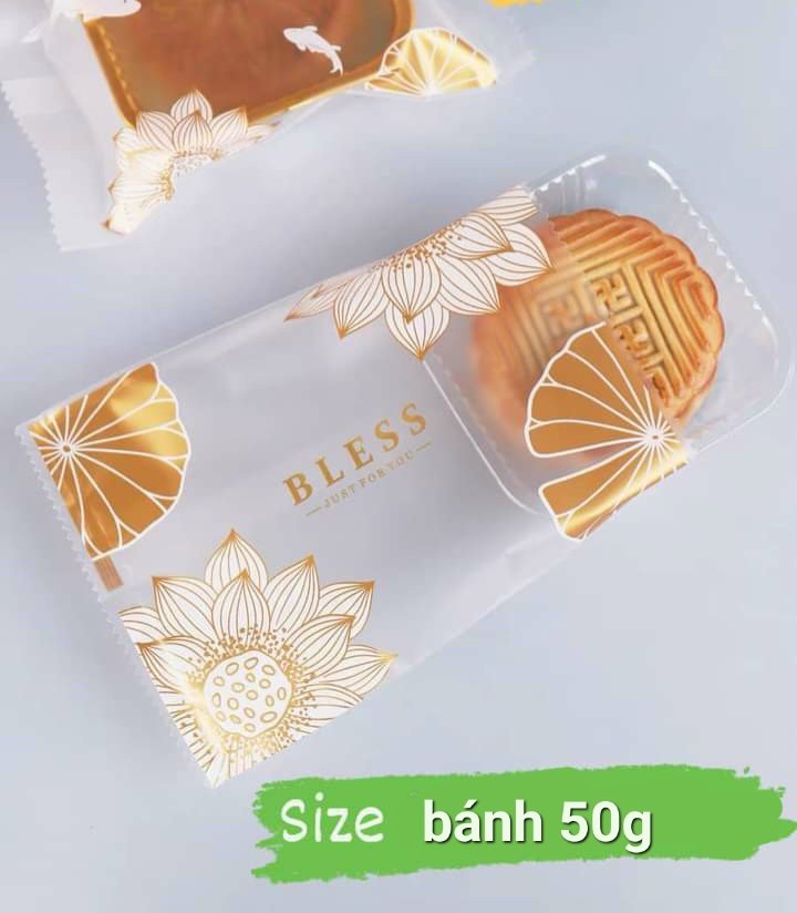 Set 100 túi ép Sen Vàng 11 x 9cm B50g ⚡ MẪU MỚI ⚡ túi giúp bạn bảo quản bánh một cách hiệu quả nhất