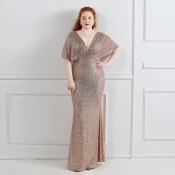 Sequin Fishtail Evening Dress - Plus Size, S-4XL 