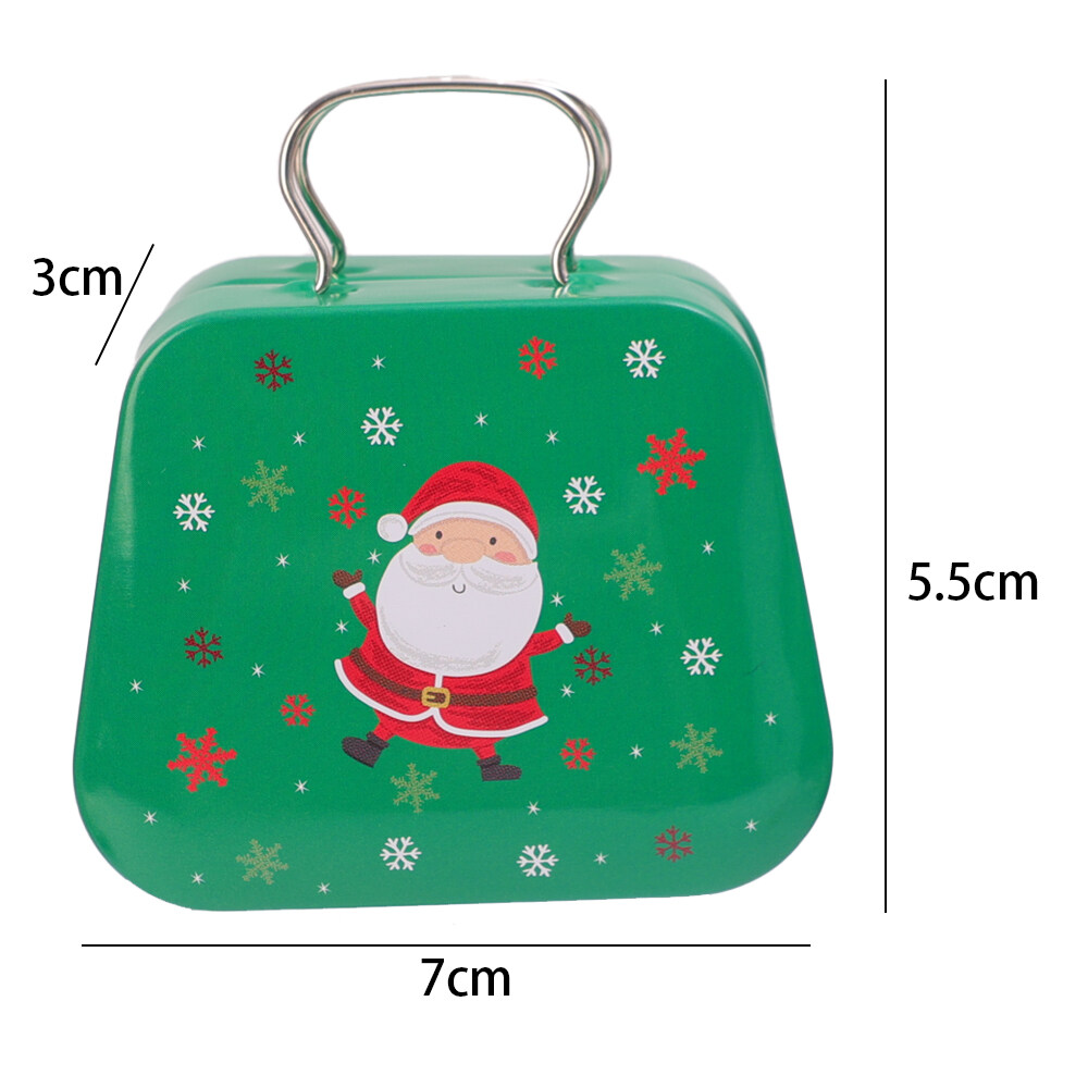 WYCTIN Christmas Tin Handbags Cartoon Santa Claus Snowman Snowflake Xmas Kids Candy Box Merry Christ