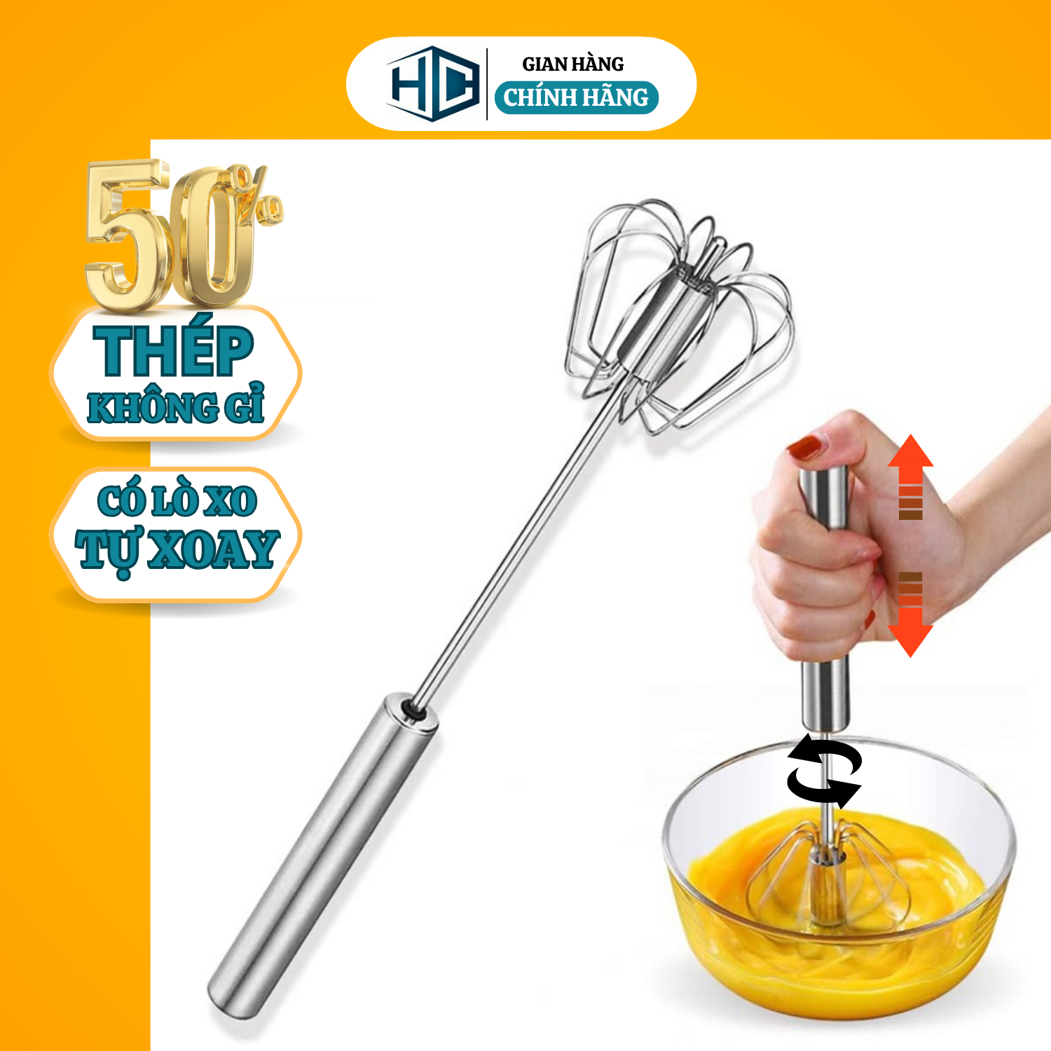 Dụng Cụ Đánh Trứng Tự Động, Đánh Bột Làm Bánh Tiện Lợi, Nhanh Chóng Trộn Đều, Inox 304 An Toàn (27cm)