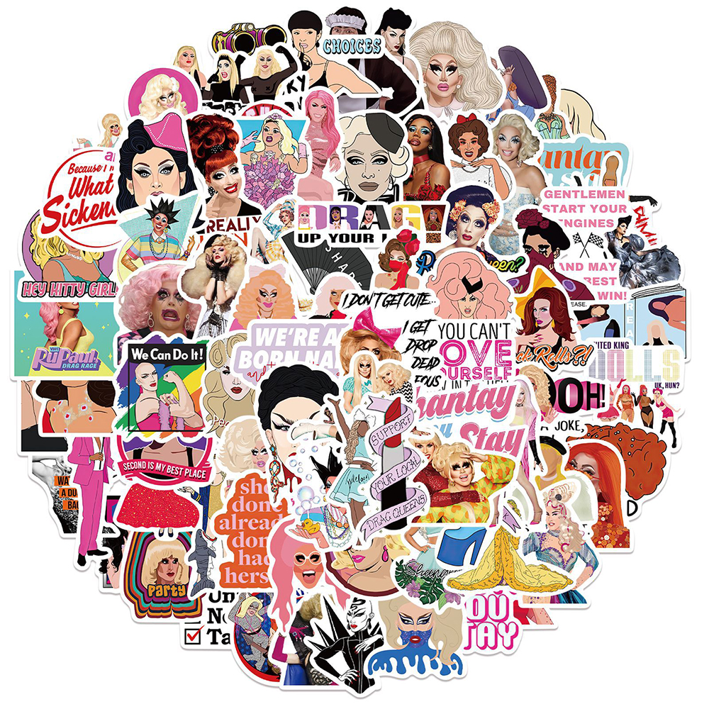 【Enchanting】 10/30/50/100pcs Funny Reality Show Rupauls Drag Race Tv Show Decal Lap Motorcycle Skateboard Car Waterproof Sticker