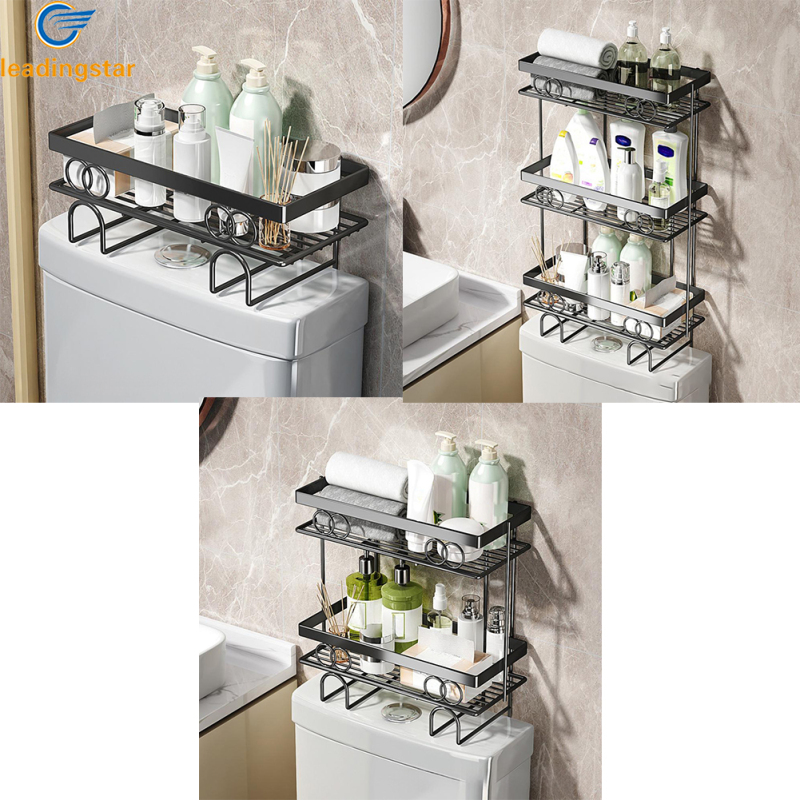Over Toilet Storage Shelf Bathroom Storage Organizer With No Drill Adhesive Hook Metal Punch-Free Toilet Tank Organizer Rack ราคา 700 บาท*ส่งฟรี