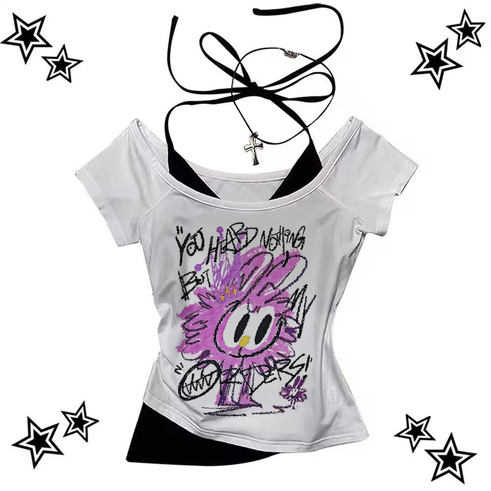 New store opening90s Street Outfits Y2k crop top babydoll corset Grunge summer gyaru coquette Slim Fit Cute gothic teens tees2025 COD - 7