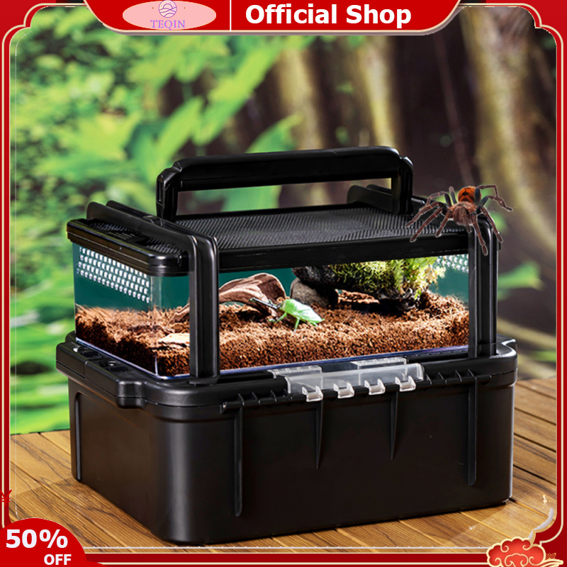 TEQIN toy new Outdoor Reptile Feeding Box Aquarium Amphibians Shelter Tank Portable Turtle Transport Container Habitat For Bearded Dragon Lizard Spider Frog Scorpion Gecko ราคา 1,181 บาท*ส่งฟรี