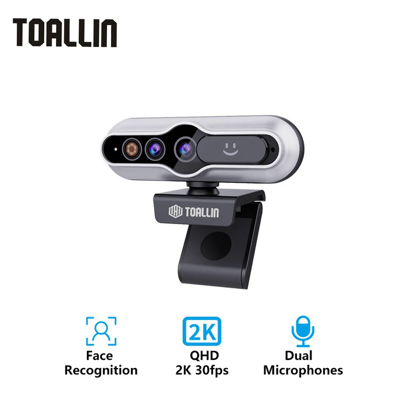 Toallin  máy ảnh Webcam 2K cho máy tính xách tay máy tính USB Web máy ảnh Tương thích Windows Hello 