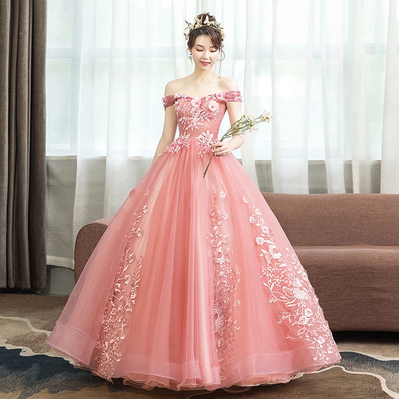 Gryffon Quinceanera Off Shoulder Lace Ball Gown Dress