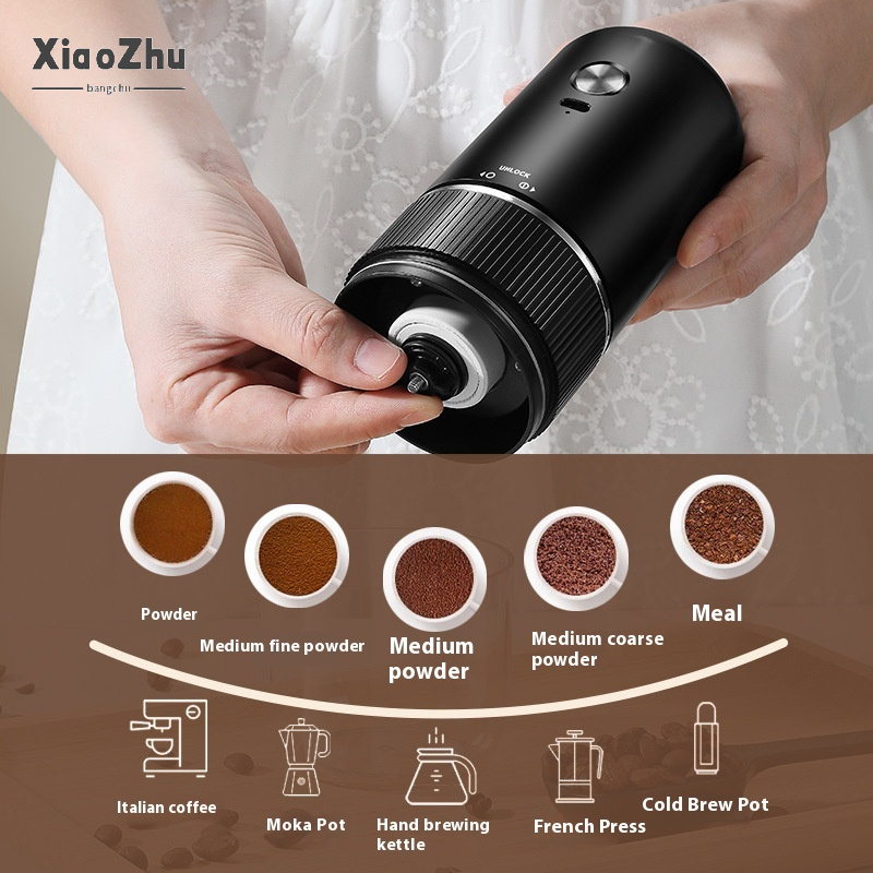  Xiaozhubangchu Máy pha cà phê Máy mài tay nhỏ hộ gia đình máy mài điện máy nghiền thủ công máy xay hạt cà phê cầm tay 