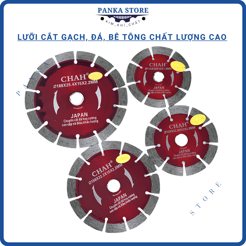 Lưỡi Cắt Gạch,Lưỡi Cắt Bê Tông Chah Chah 114,125, 150mm chuyên cắt Gạch, cắt Đá, Bê Tông Chất Lượng Cao - Panka Store.