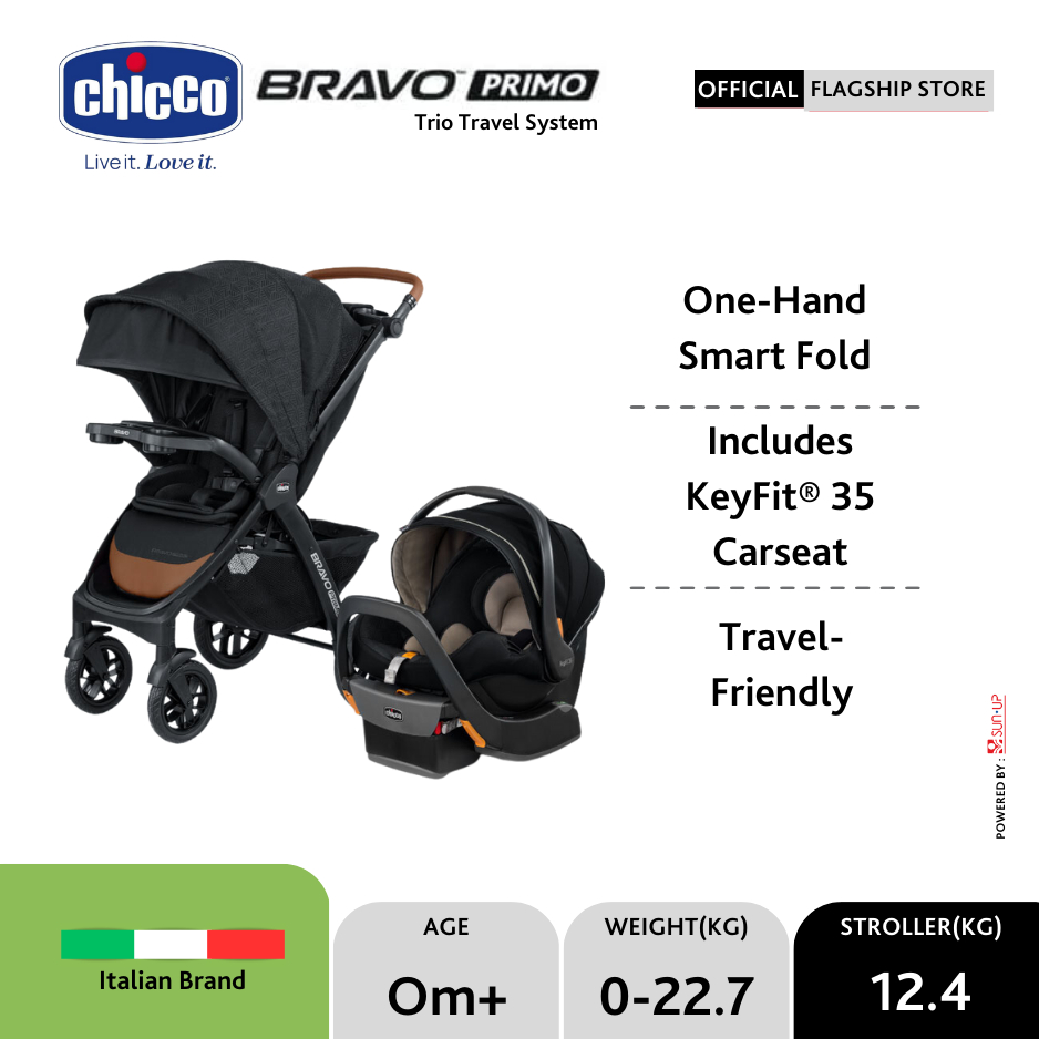 Chicco Bravo Primo Trio Travel System (Stroller + Car Seat) / Kereta Dorong Bayi / Kereta Bayi / Stroller Baby / Stroller Bayi Lipat Travelling / Stroller Lipat / Stroller Bayi / Car Seat Bayi / Car Seat Anak / Tempat Duduk Bayi di Mobil