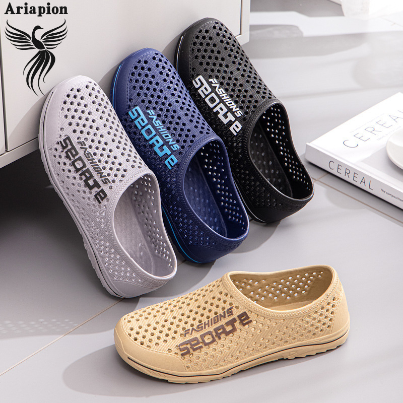  AriaPion丨giày có lỗ cho nam Dép đế bánh mì đơn giản thoáng khí chống trượt mùa hè quần áo nam đế ngoài đế mềm Đế giày cao gót đi biển 