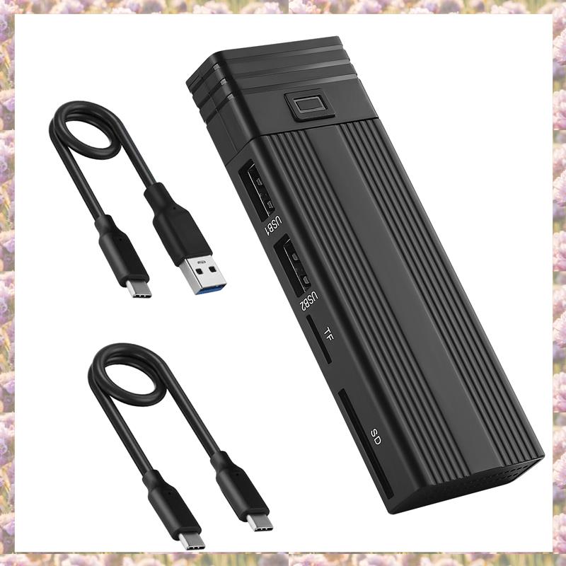 2 in 1 Type C to M.2 NGFF NVME to USB3.0 3.2 10G SSD Enclosure Solid State Drive Box+HUB
