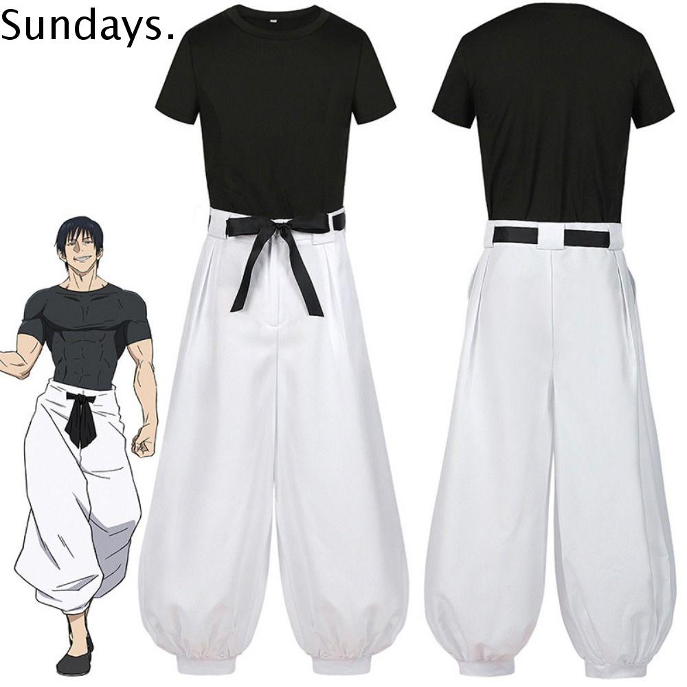 SUNDAYS. Anime jujutsu kaisen Trang phục hóa trang TOJI fushiguro Tóc giả ngắn Đen Trang Phục Cosplay kaisen Áo tay áo phù hợp với quần Thời trang Trang phục hóa trang jujutsu kaisen Tiệc tùng