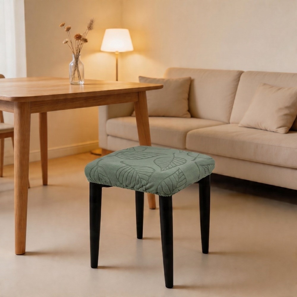 QERIY Leaf Chair Seat Cover Waterproof Solid Color Stretch Seat Covers Universal Fiit Removable Stool Cover for Square Chairs