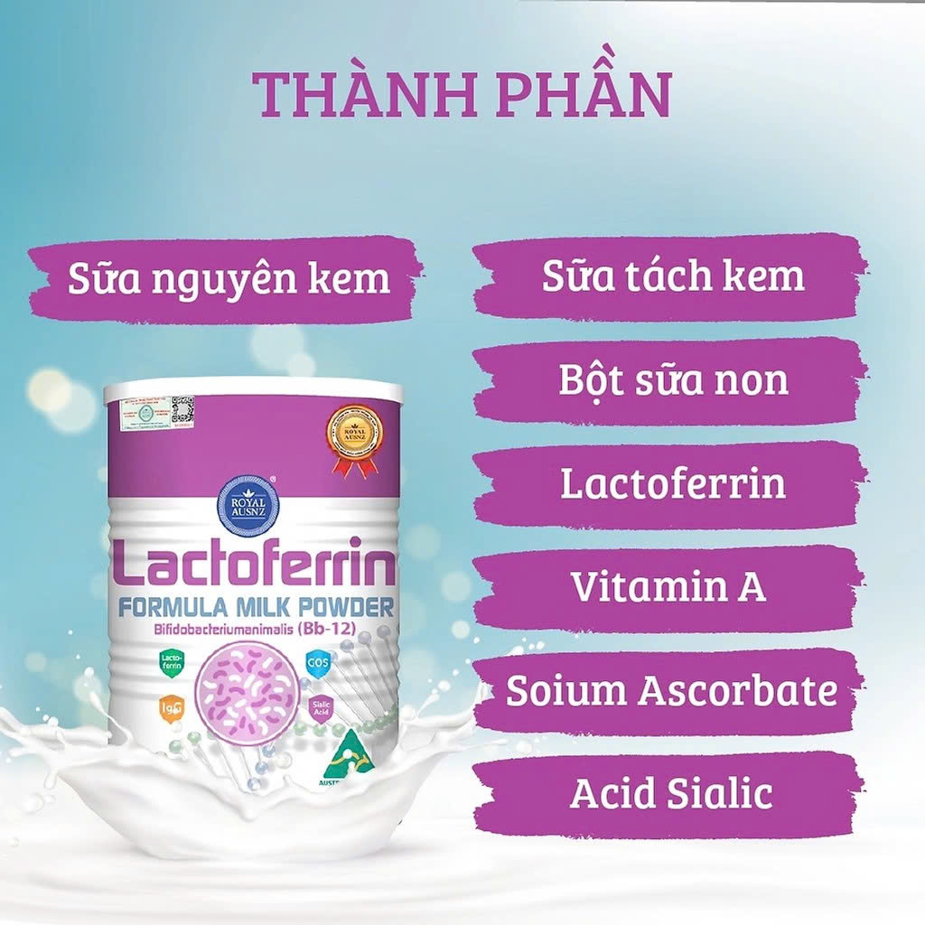 Sữa Bột Hoàng Gia Úc Lactoferrin Formula ROYAL Tăng Cường Hệ Miễn Dịch Cho Trẻ 100g