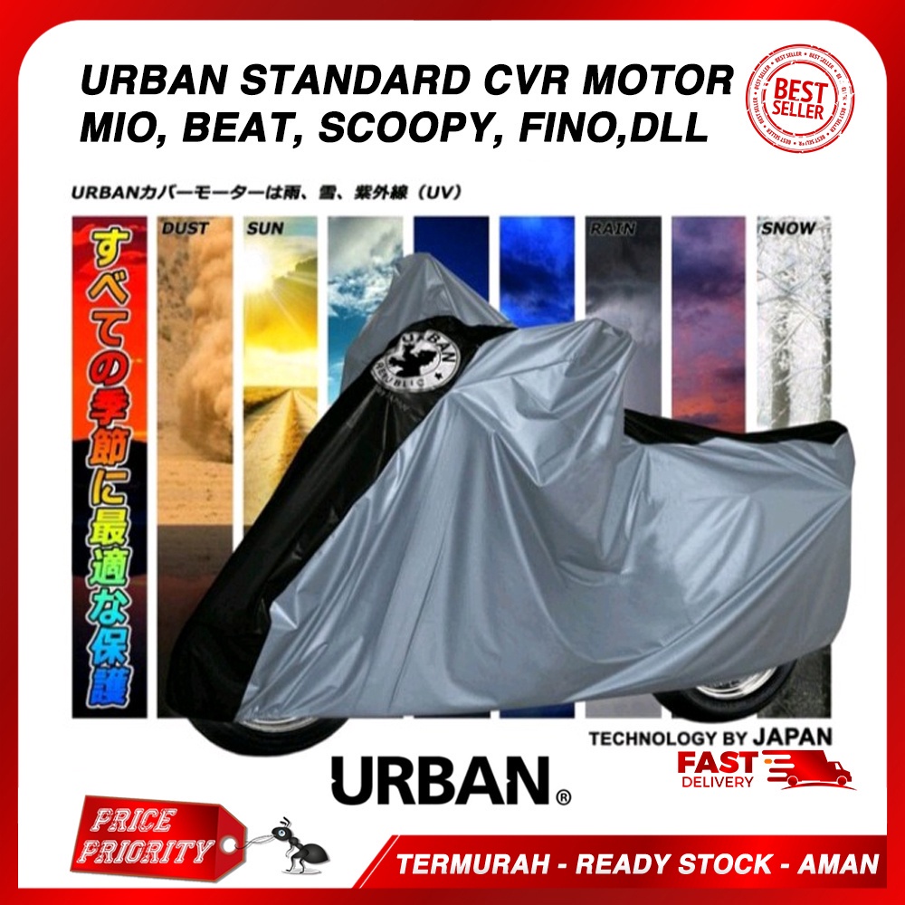 Cover Motor URBAN STANDARD / Sarung Motor / Penutup Motor Bebek, Matic Beat, Fino, Freego, Mio, Vario, Scoopy, Supra X, Revo, Gear, Fazzio Harga 105,000 rupiah*Gratis Ongkir