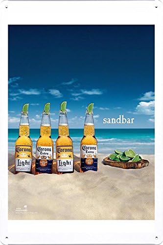 Bảng thiếc Áp phích kim loại Tấm x của bia Corona: sandbar bằng bảng hiệu trang trí thực phẩm và đồ uống