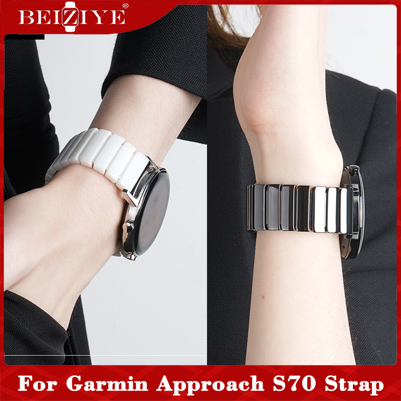 Ceramic Strap สายนาฬิกาสำหรับนาฬิกา Garmin Approach S70 - 47mm 42mm สมาร์ทวอทช์ สายนาฬิกา Bracelet butterfly buckle strap Replacement Wristband ราคา 620 บาท*ส่งฟรี