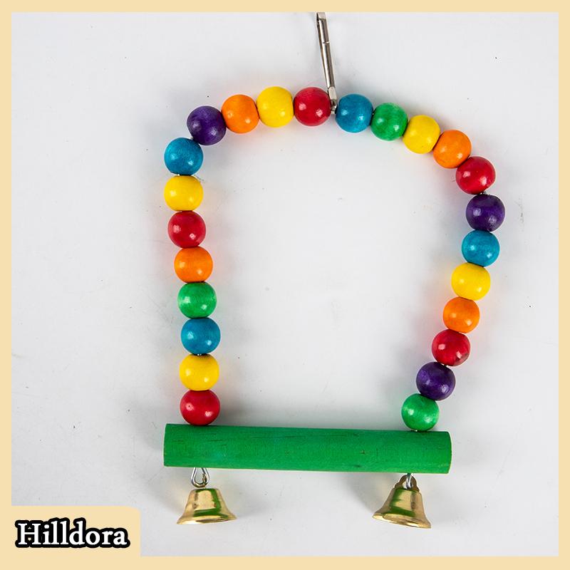 [Hilldora] Đồ chơi đu đưa Vẹt bằng gỗ tự nhiên lồng XÍCH ĐU cá rô treo chim hạt nhiều màu - 2