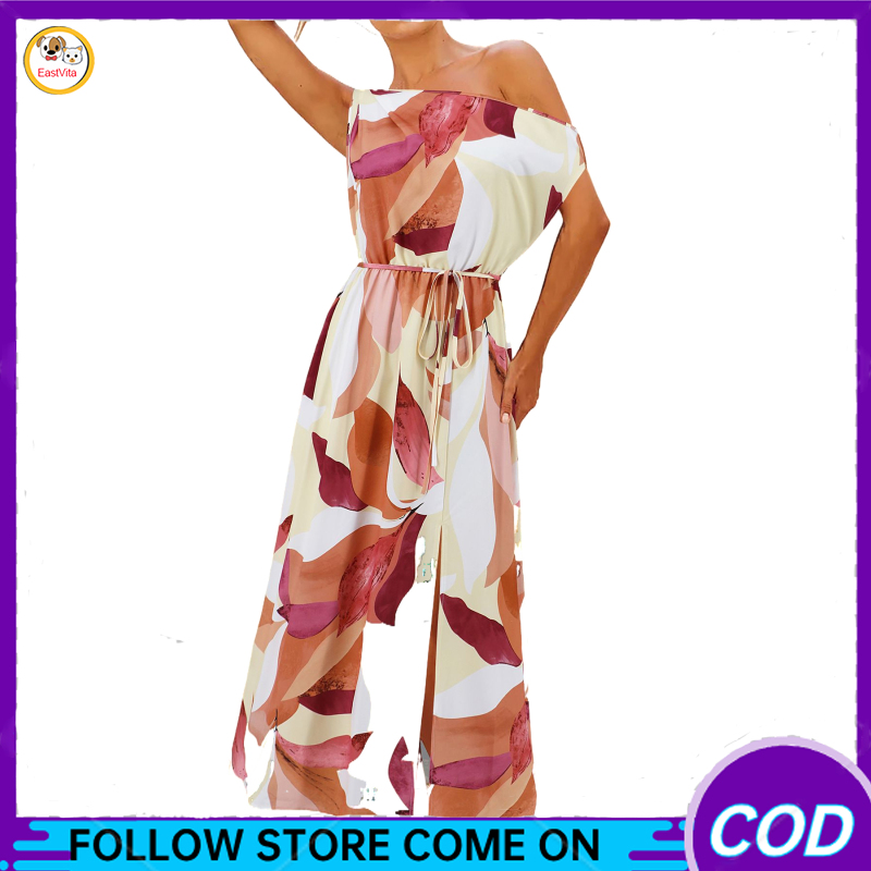 Summer Women's Flower Pattern Maxi Dress Sleeveless Thin Waistband Dress Basic Side Split Casual Long Dress