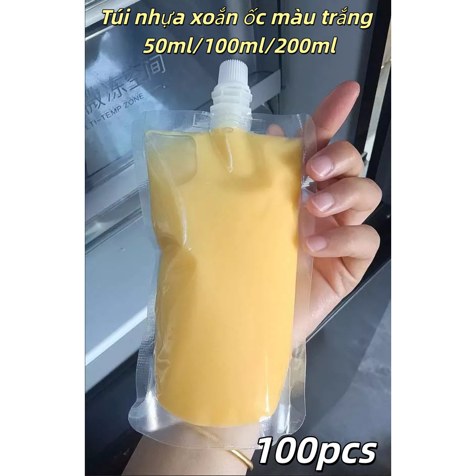 100 túi thực phẩm trong suốt với niêm phong,Túi nước trái cây đa chức năng,Túi nhựa trắng 50ml 100ml 200ml