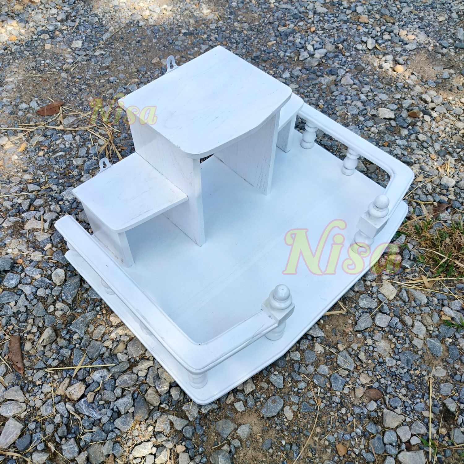 Nisa หิ้งพระติดผนังไม้สักแท้ สไตล์โมเดิร์น ขนาด 50x36 CM. สีขาว **มีรับประกัน** ราคา 1,000 บาท*ส่งฟรี