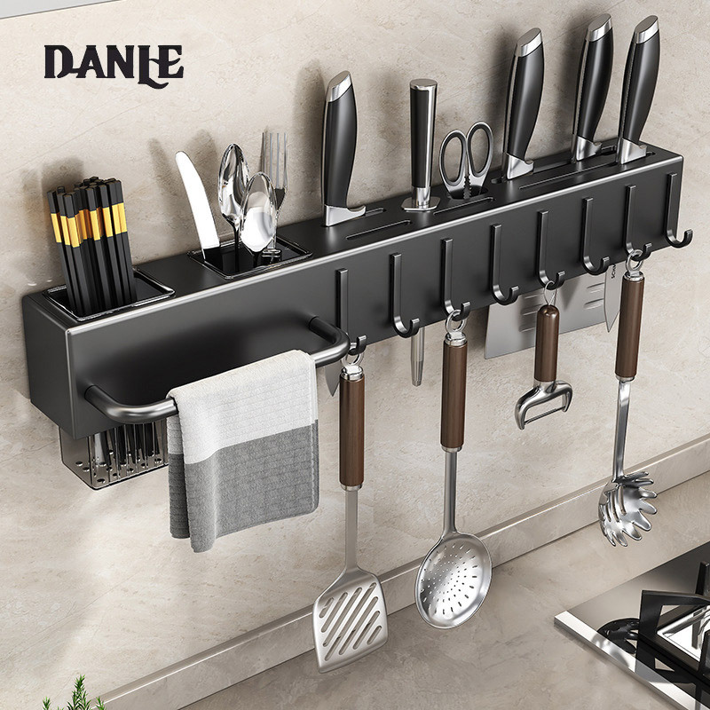 Stainless steel knife holder wall hanging kitchen chopsticks tube tool multi-functional storage rack no punch hanging rack ราคา 127 บาท*ส่งฟรี