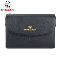 Royal Bagger RFID Blocking Womens Short Wallet Genuine Leather Multi-card Slots Card Holder Trifold Purse Magnetic Opening 2063
