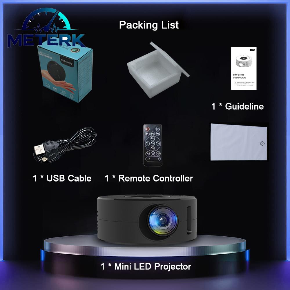 Meterk Household Mini LED Projector Portable Wirecast Projection Device Optical Len 320x180 LCD Display with Wire Mirroring Function ราคา 1,644 บาท*ส่งฟรี