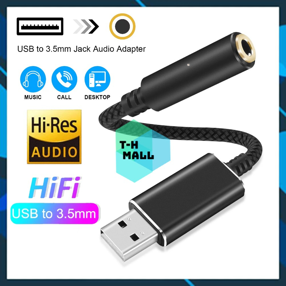 Cáp chuyển đổi card âm thanh gắn ngoài cổng usb sang đầu cắm aux jack 3.5mm hỗ trợ loa mic cho máy tính laptop ps4