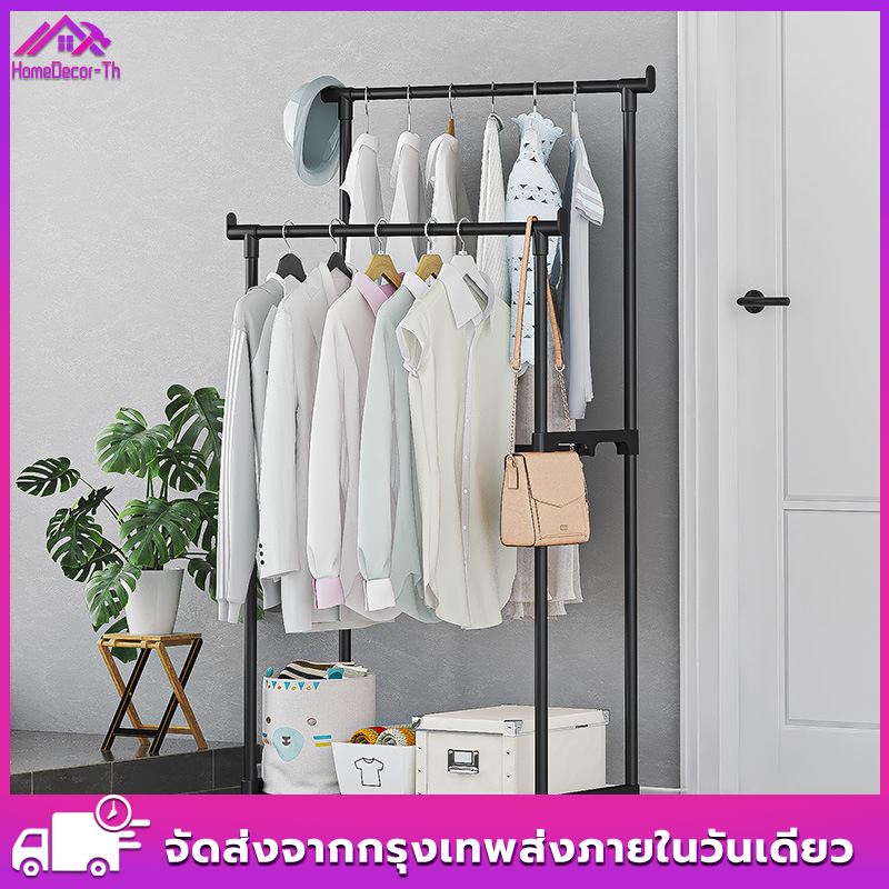 ราวตากผ้า ห้องนอนราวตากผ้า ราวตากผ้า ราวตากผ้า Double Bar ราวตากผ้าแบบแข็ง ราวตากผ้ามินิพร้อมล้อเลื่อน ง่ายต่อการเคลื่อนย้าย ชั้นวางเสื้อผ้าในที่แขวนโค้ทสำหรับแขวนเสื้อผ้ามัลติฟังก์ชั่นไม้แขวนเสื้อชั้นตากผ้า ราคา 133 บาท*ส่งฟรี