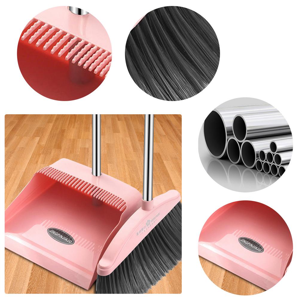 SHIMOYAMA Broom and Dustpan Set Household Cleaning Upright Broomstick Long Handle Beech Wooden Home Floor Dust Dustpan Suit