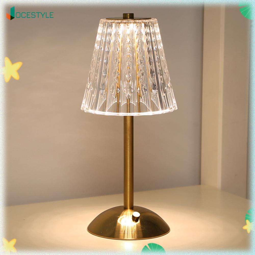 JOCESTYLE โคมไฟตั้งโต๊ะคริสตัลปรับแสงได้ 3 สี LED รีชาร์จได้ สำหรับตกแต่งบ้านและออฟฟิศ ราคา 163 บาท*ส่งฟรี