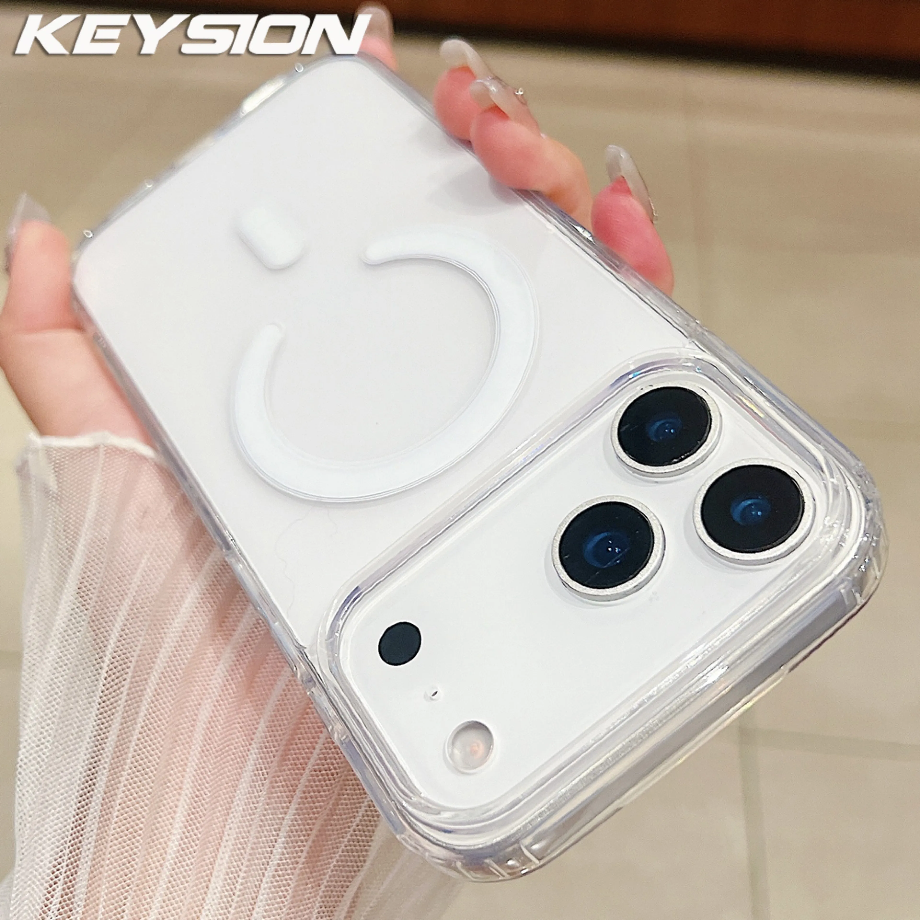 KEYSION Crystal HD Transparent Magnetic Case for Magsafe Wireless Charging Case for iPhone 17 Pro Max 17 Air Hard PC Phone Cover