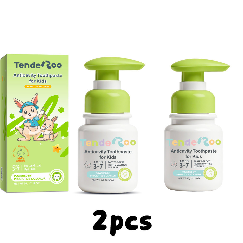 Tenderoo 3-7years Anticavity Kids Toothpaste Probiotics Olaflur Fluoride Natural Green Apple Flavor