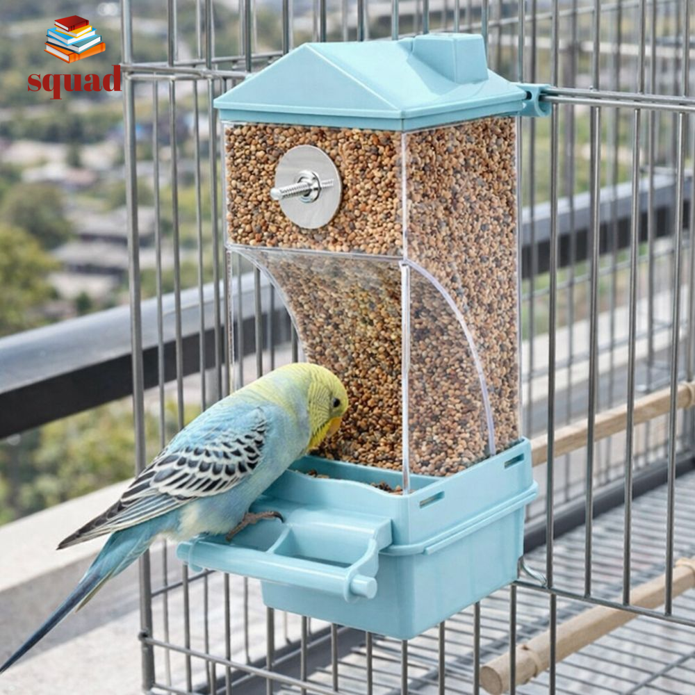 SQUAD Dung lượng lớn Máy cho chim ăn tự động Treo Trong suốt Máy cấp thức ăn cho chim Có thể tháo rời Chống tràn Dụng cụ cho chim vẹt ăn Lồng nuôi thú cưng