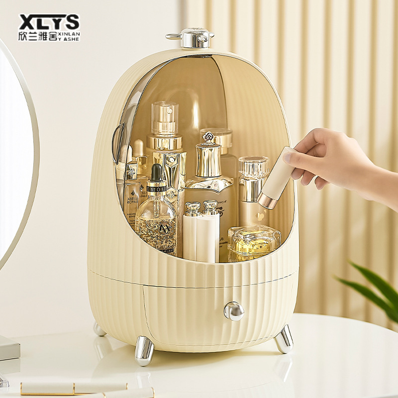 XINLANYASHE Mỹ phẩm lưu trữ hộp hộ gia đình chống bụi dung tích lớn Giá để tài liệu son môi chăm sóc da hộp lưu trữ với ánh sáng
