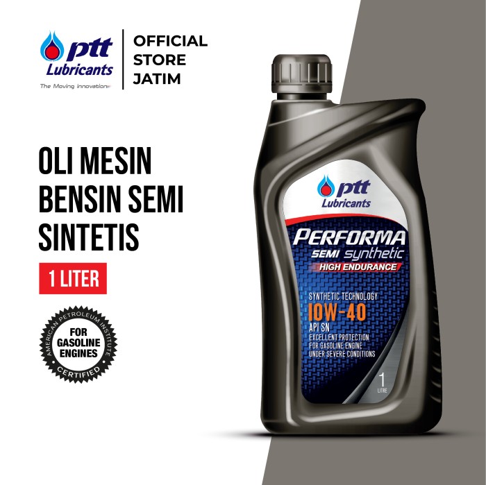 Ptt Lubricants Semi Synthetic Performance Car Oil He Sae 10W-40 Api Sn [1L] Harga 83,000 rupiah*Gratis Ongkir